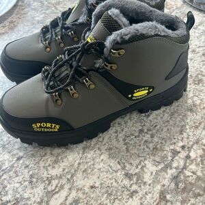 Gray and Black Outdoor Hiking Boots